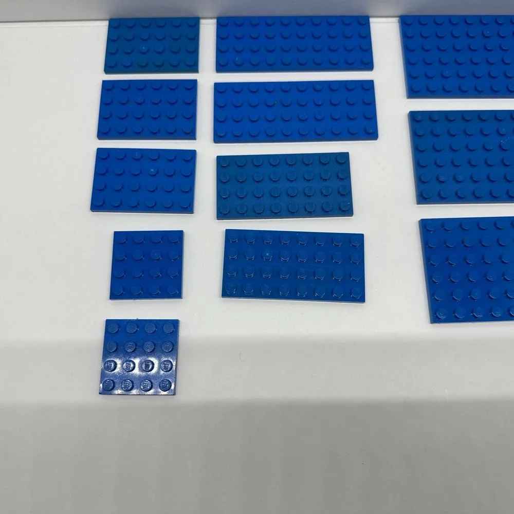 Lego Parts -‎ Plates - 4x4, 4x6, 4x8, 4x10 & 6x8 Blue Lot Of 15